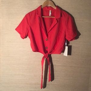 NWT Moon Orchid red crop top size medium